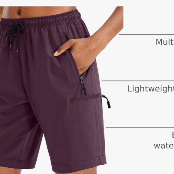 Santiny Wine-Colored Quick Dry Shorts | 9” Inseam | Lightweight & Comfy Medium - Picture 7 of 9